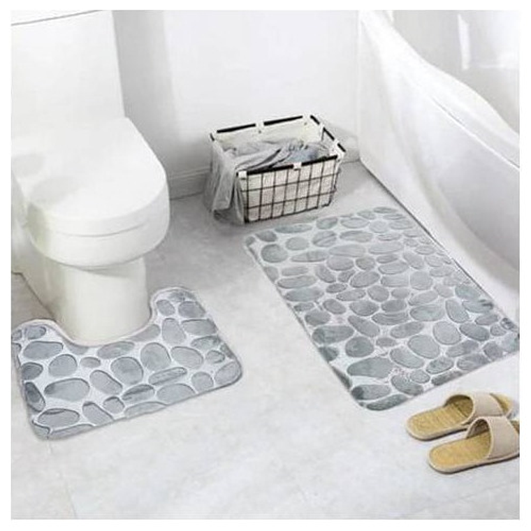 Set De Alfombras Baño Piedras Elegante 6
