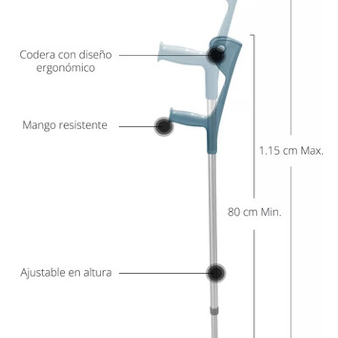 2 Bastón Muleta Canadiense Regulable En Altura Color Plateado 3