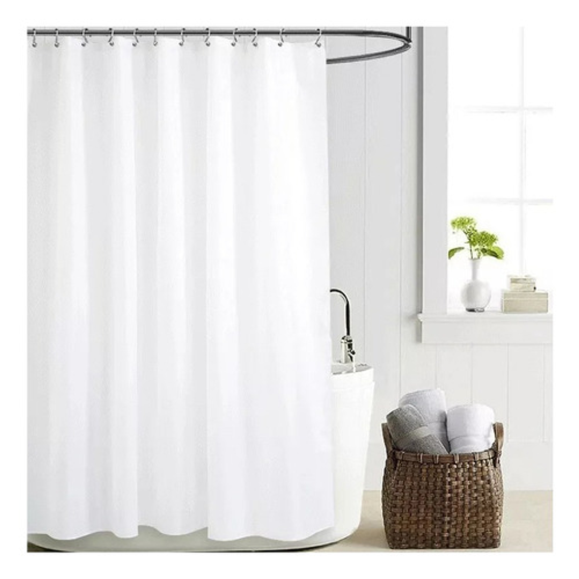 Cortina Ducha Baño 180x180 Elegante Blanco 1