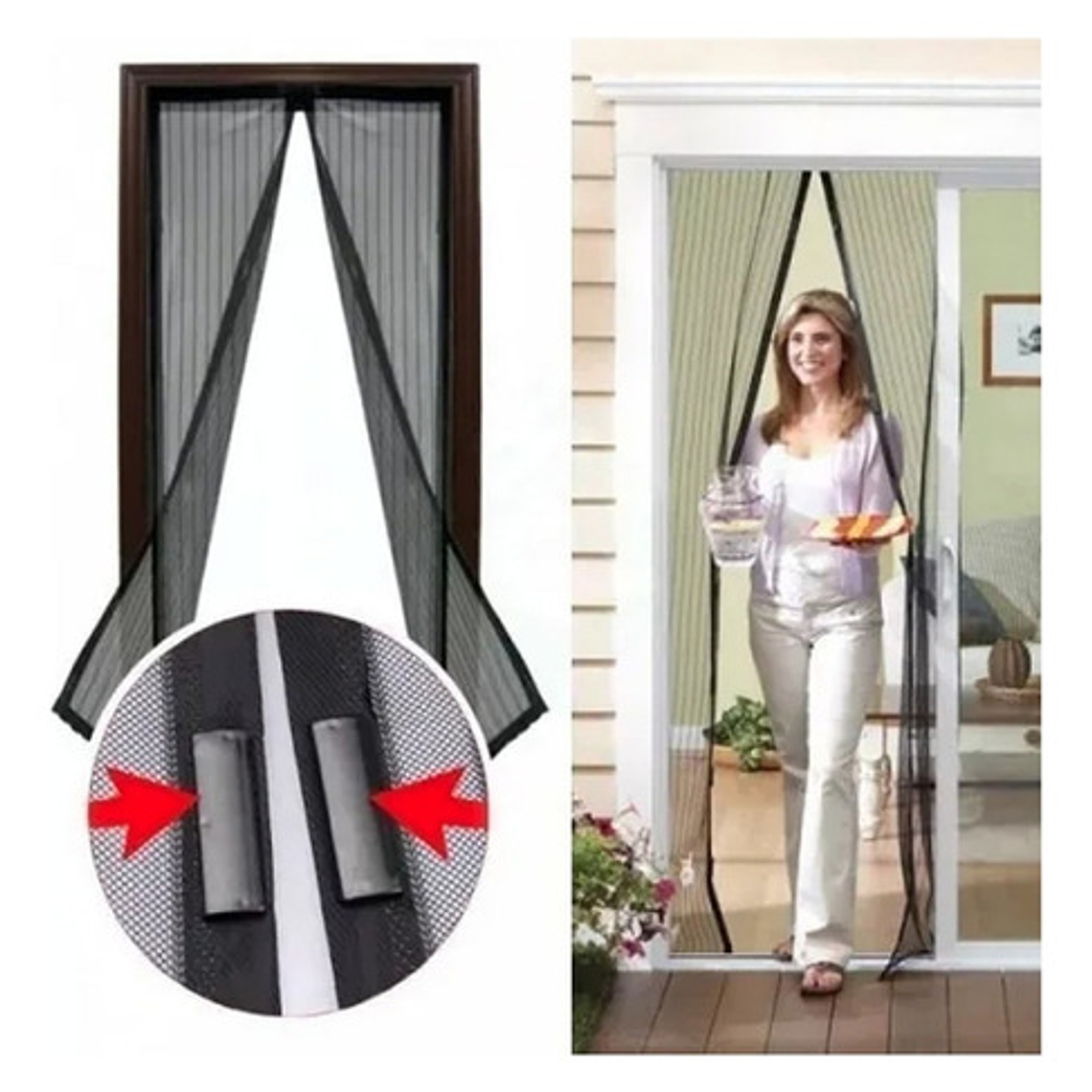 Cortina Puerta A Prueba De Mosquito Ofertas Claras 100069 Color Negro 2