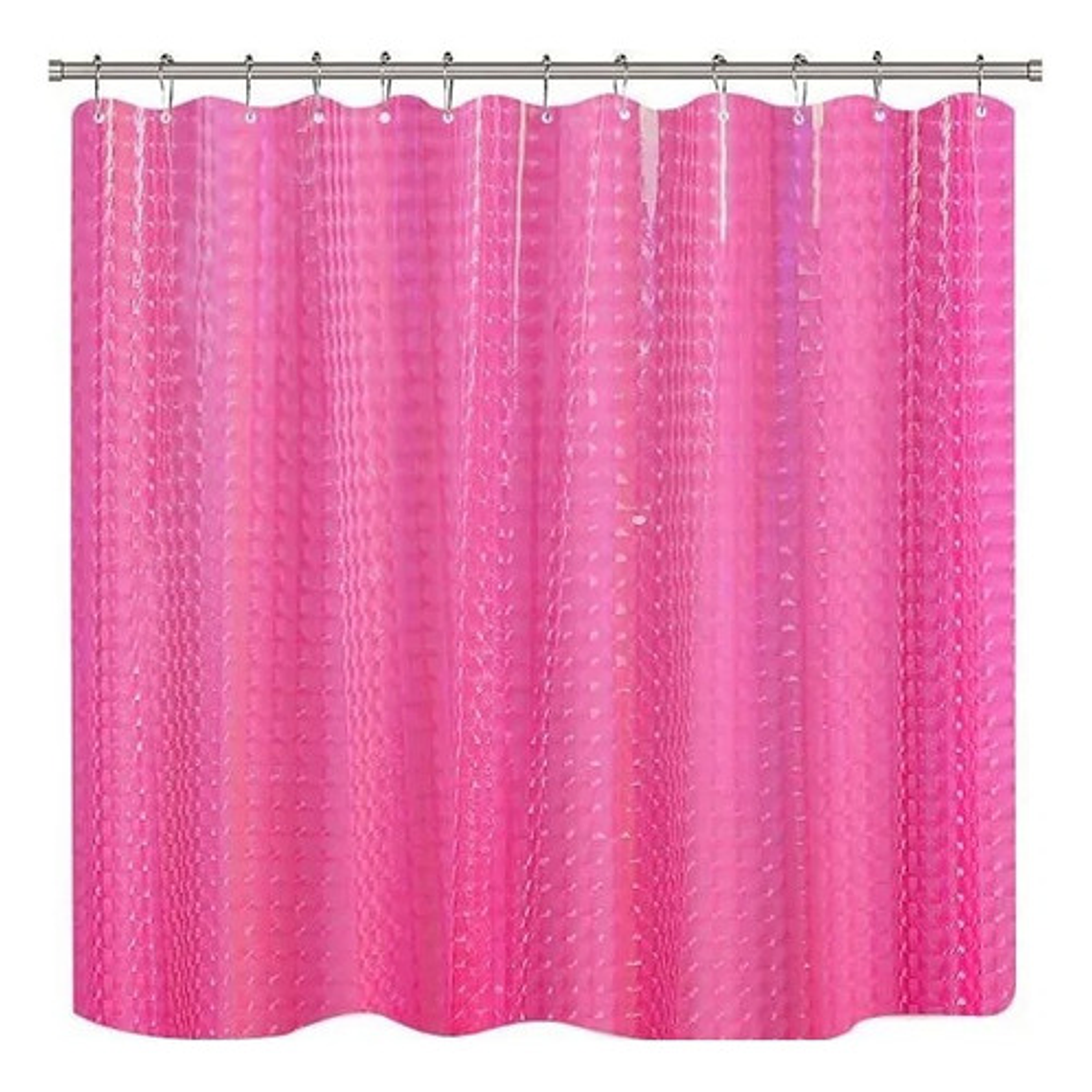 Cortina Baño Ducha Poliester 180x180 Transparente Rosada 1