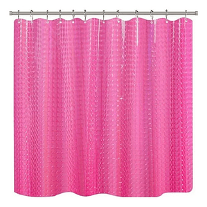Cortina Baño Ducha Poliester 180x180 Transparente Rosada
