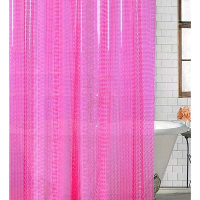 Cortina Baño Ducha Poliester 180x180 Transparente Rosada 2