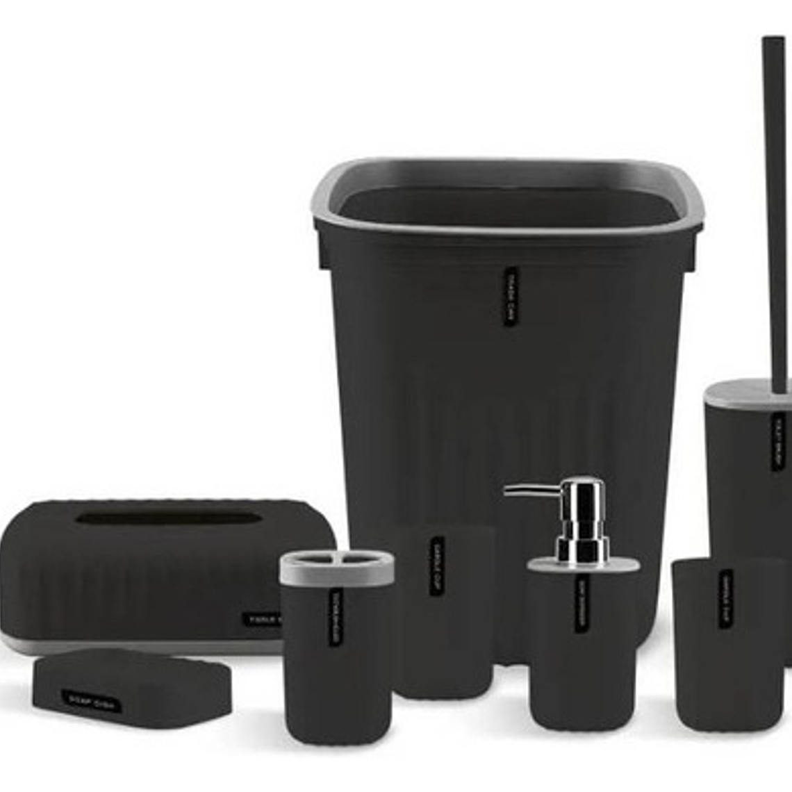Juego Para Baño 6 Piezas Accesorio Bathroom Cuadrado Negro 1