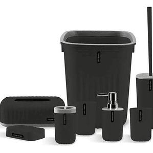 Juego Para Baño7 Piezas Accesorio Bathroom Cuadrado Negro