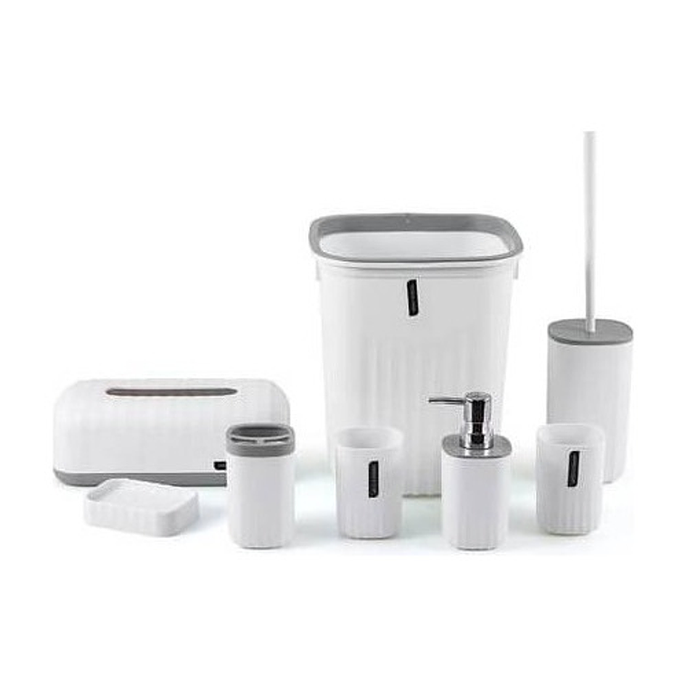 Juego Para Baño 6 Piezas Accesorio Bathroom Cuadrado Blanco 1