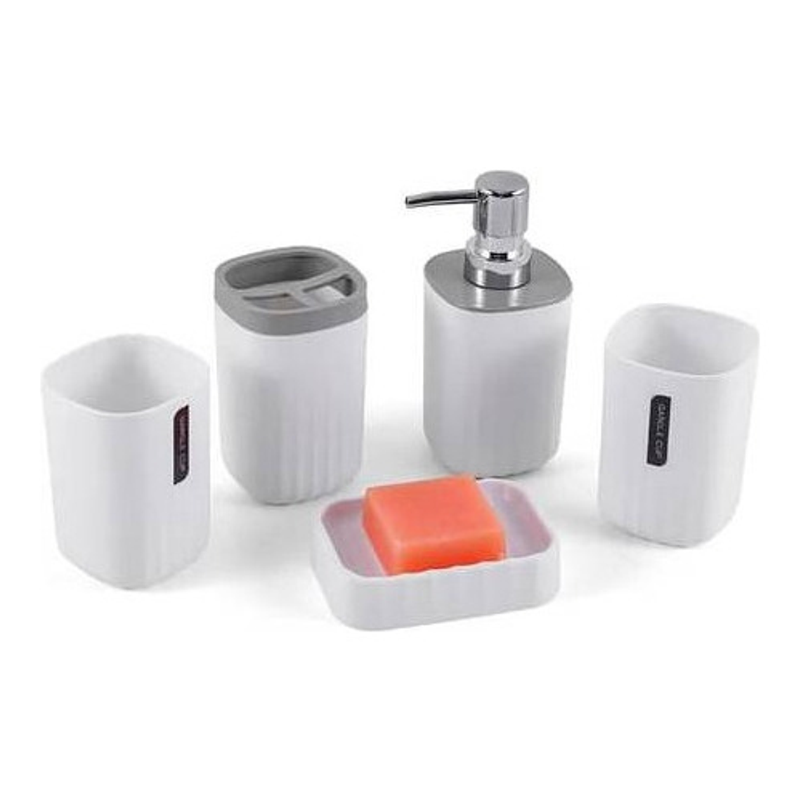 Juego Para Baño 6 Piezas Accesorio Bathroom Cuadrado Blanco 2