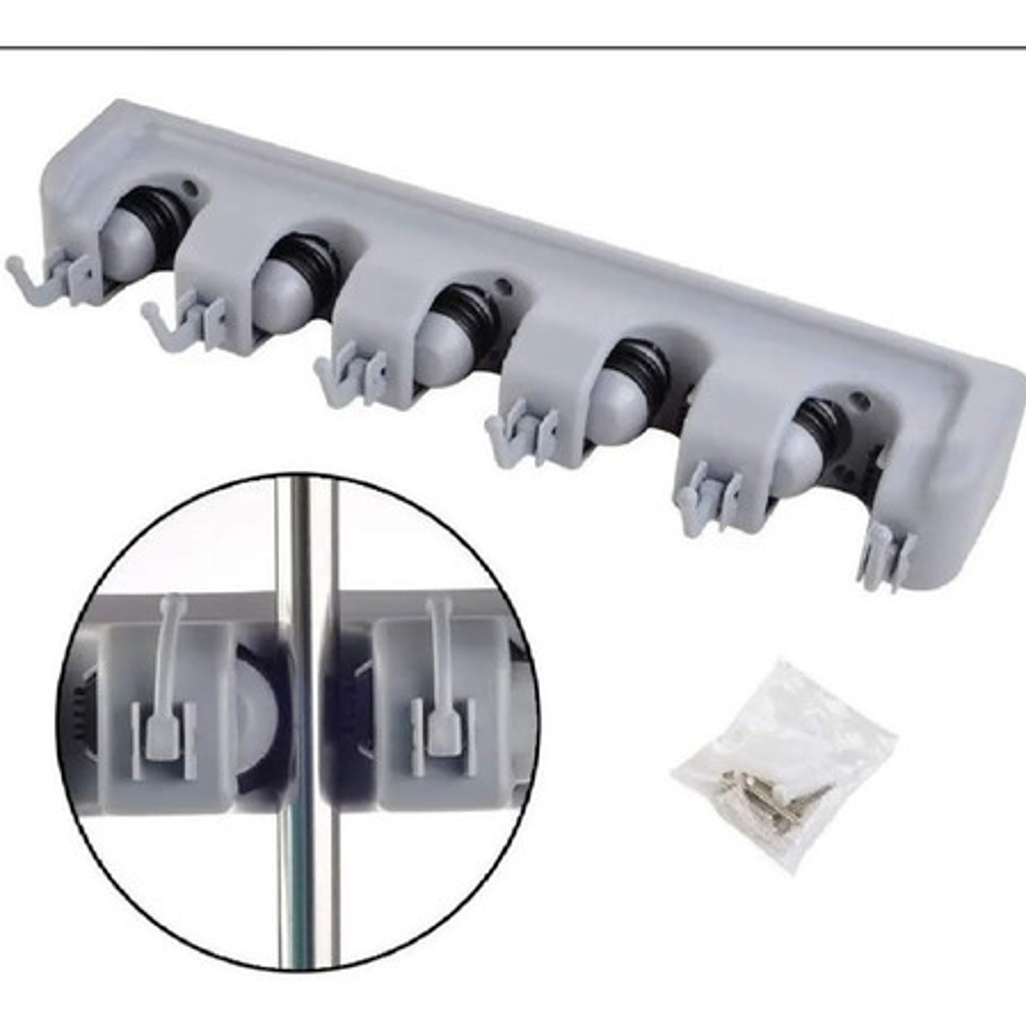 Colgador De Escobas Y Utiles De Aseo Con Ganchos Organizador 4