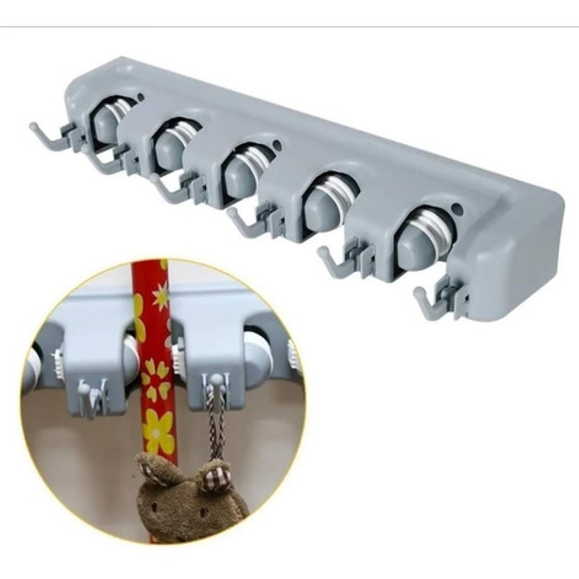 Colgador De Escobas Y Utiles De Aseo Con Ganchos Organizador 9