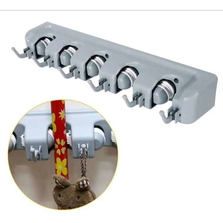 Colgador De Escobas Y Utiles De Aseo Con Ganchos Organizador 9