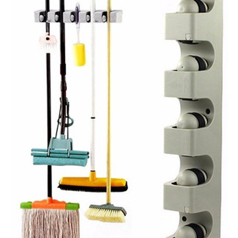 Colgador De Escobas Y Utiles De Aseo Con Ganchos Organizador 11