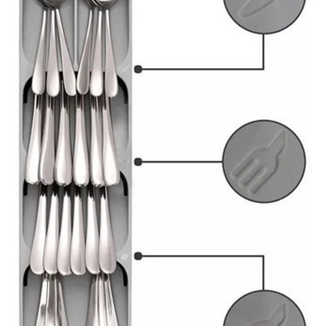 Bandeja Organizadora Para Cubiertos 39x9cm Gris Importadora Waos 1