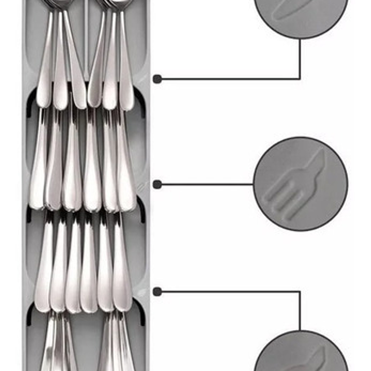 Bandeja Organizadora Para Cubiertos 39x9cm Gris Importadora Waos 1
