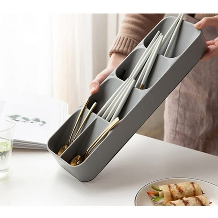 Bandeja Organizadora Para Cubiertos 39x9cm Gris Importadora Waos 2