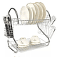 Escurridor Para Trastes De Al Aceroinox 2 Niveles Y Charola Color Plata - Miniatura 3