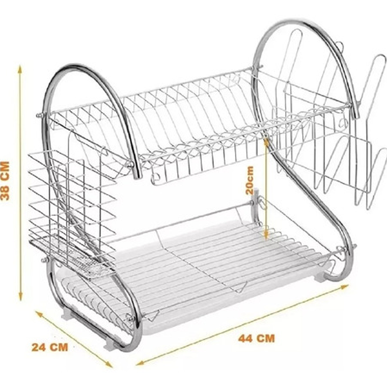 Escurridor Para Trastes De Al Aceroinox 2 Niveles Y Charola Color Plata 4