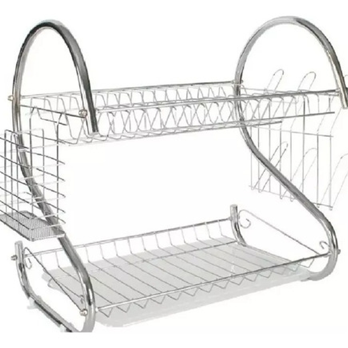 Escurridor Para Trastes De Al Aceroinox 2 Niveles Y Charola Color Plata 5