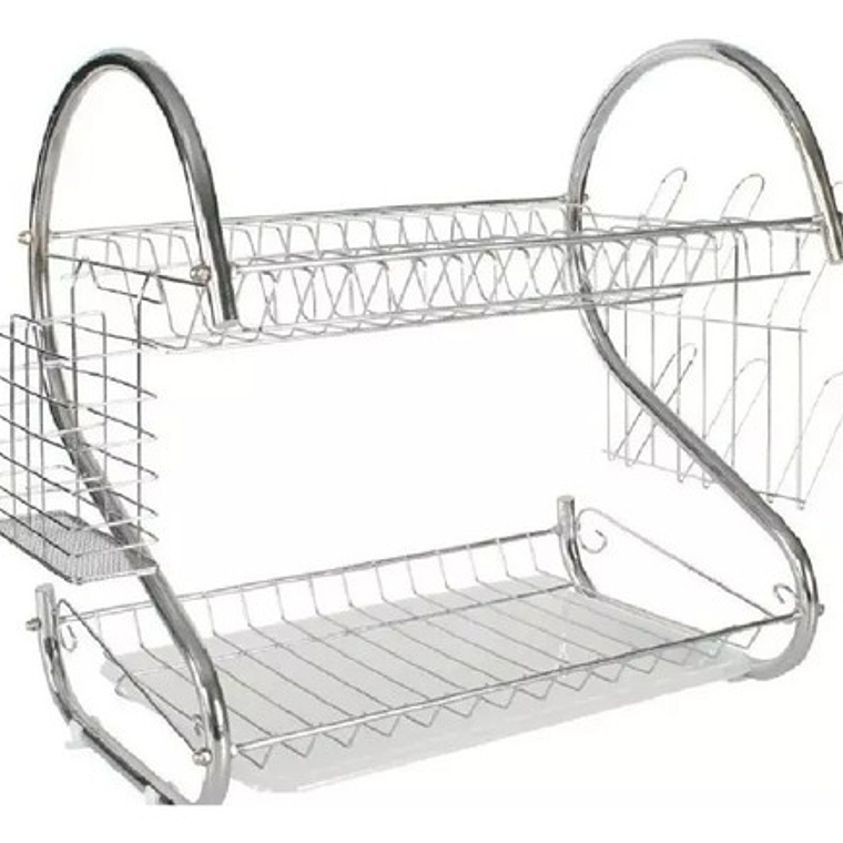 Escurridor Para Trastes De Al Aceroinox 2 Niveles Y Charola Color Plata 5