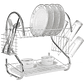 Escurridor Para Trastes De Al Aceroinox 2 Niveles Y Charola Color Plata - Miniatura 6