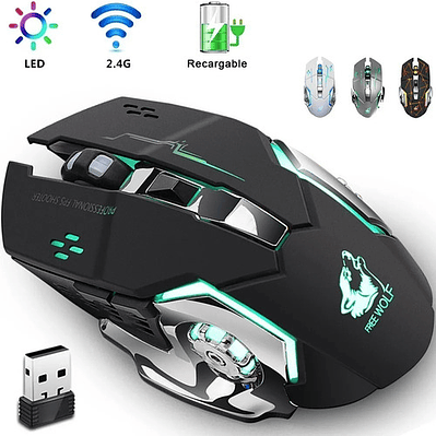 Mouse Gamer De Juego Inalámbrico Recargable Free Wolf X8 Black