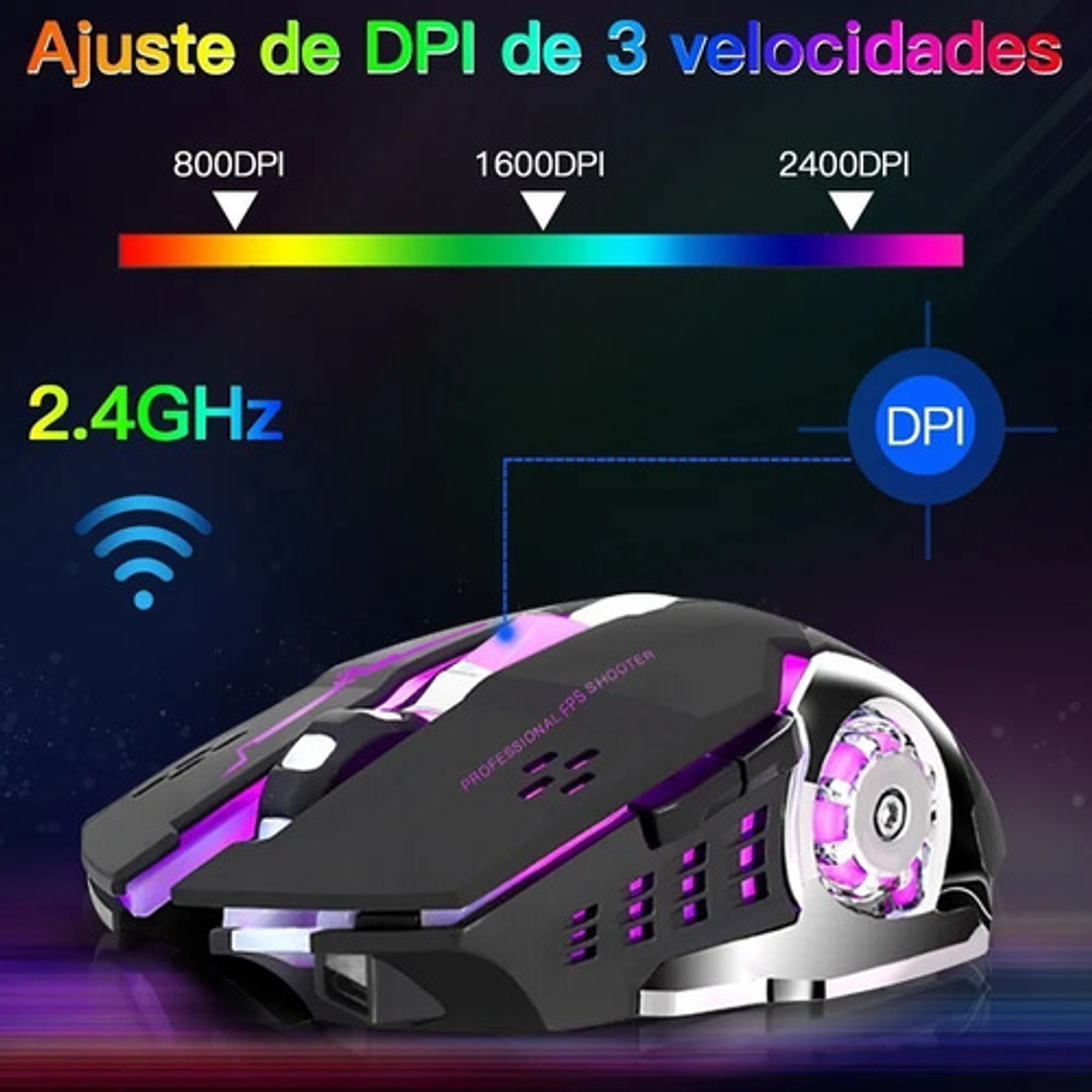 Mouse Gamer De Juego Inalámbrico Recargable Free Wolf X8 Black 4