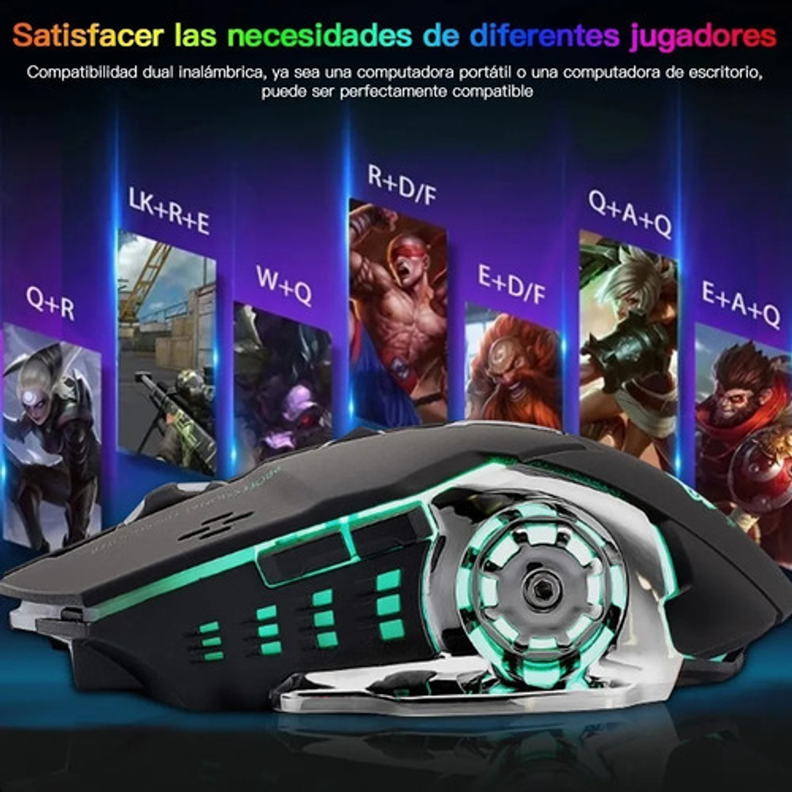 Mouse Gamer De Juego Inalámbrico Recargable Free Wolf X8 Black 7