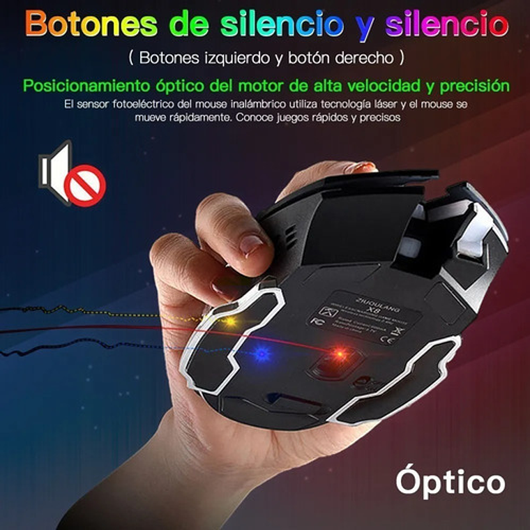 Mouse Gamer De Juego Inalámbrico Recargable Free Wolf X8 Black 8