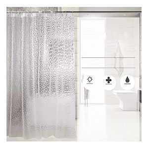 Cortina De Baño Impermeable Transparente 3d Smart Business 1.8x1.8m Con Argollas