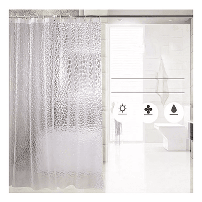 Cortina De Baño Impermeable Transparente 3d Smart Business 1.8x1.8m Con Argollas