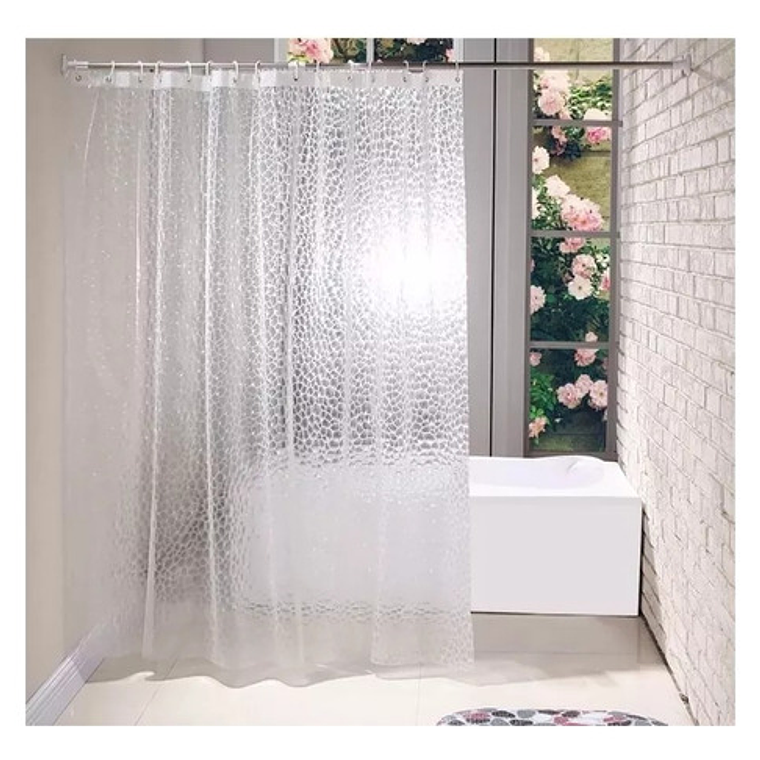 Cortina De Baño Impermeable Transparente 3d Smart Business 1.8x1.8m Con Argollas 2