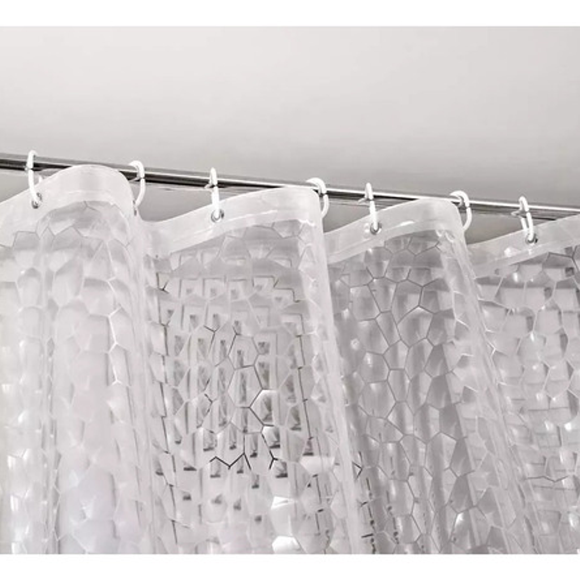 Cortina De Baño Impermeable Transparente 3d Smart Business 1.8x1.8m Con Argollas 3