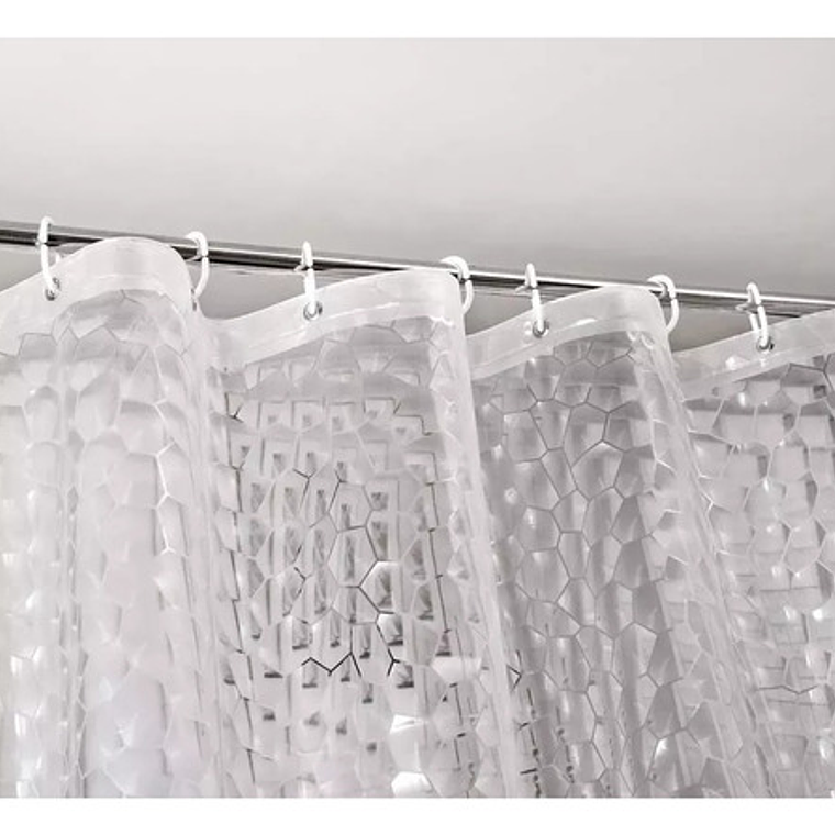 Cortina De Baño Impermeable Transparente 3d Smart Business 1.8x1.8m Con Argollas 3