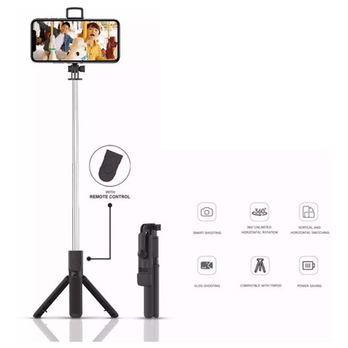 Palo Selfie 3 En 1 Trípode Flash Bluetooth Control / Smart 6