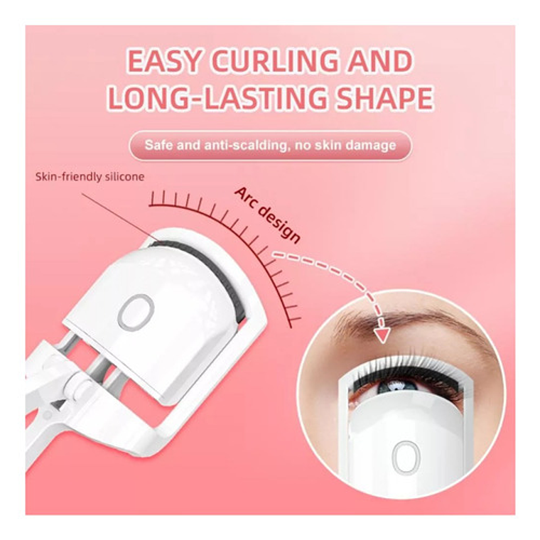 Rizador De Pestañas Eléctrico De Larga Duración Carga Usb Color Rosa 3