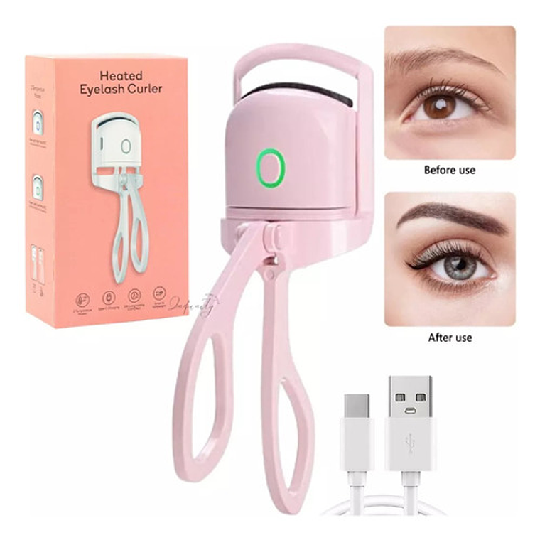 Rizador De Pestañas Eléctrico De Larga Duración Carga Usb Color Rosa 4