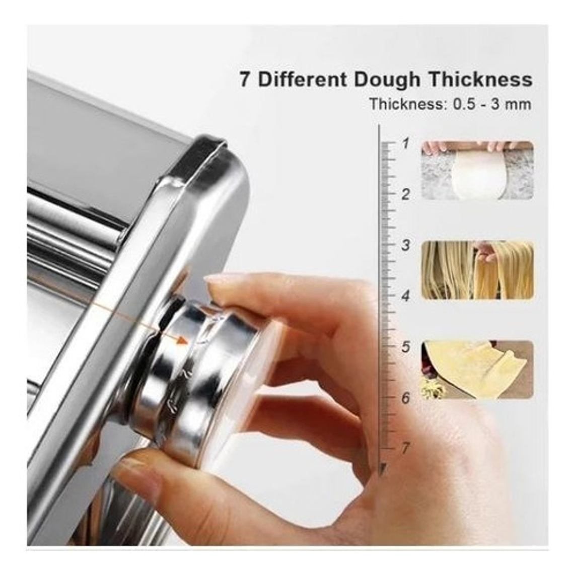 Máquina Para Hacer Tallarines Espagueti Acero Inoxidable Pasta Plateada Plateado 8