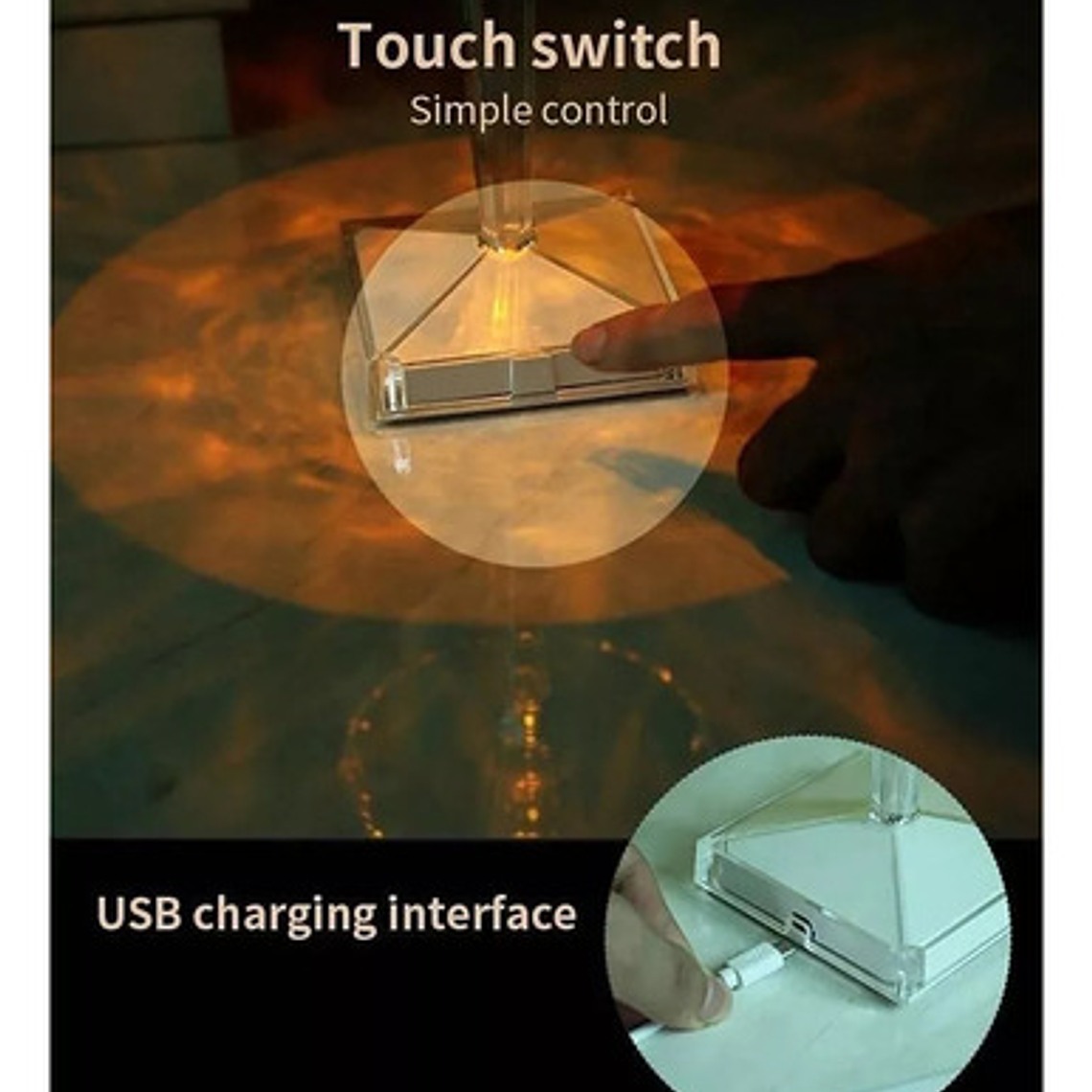 Lámpara Velador Recargable Touch  Habitacion 3