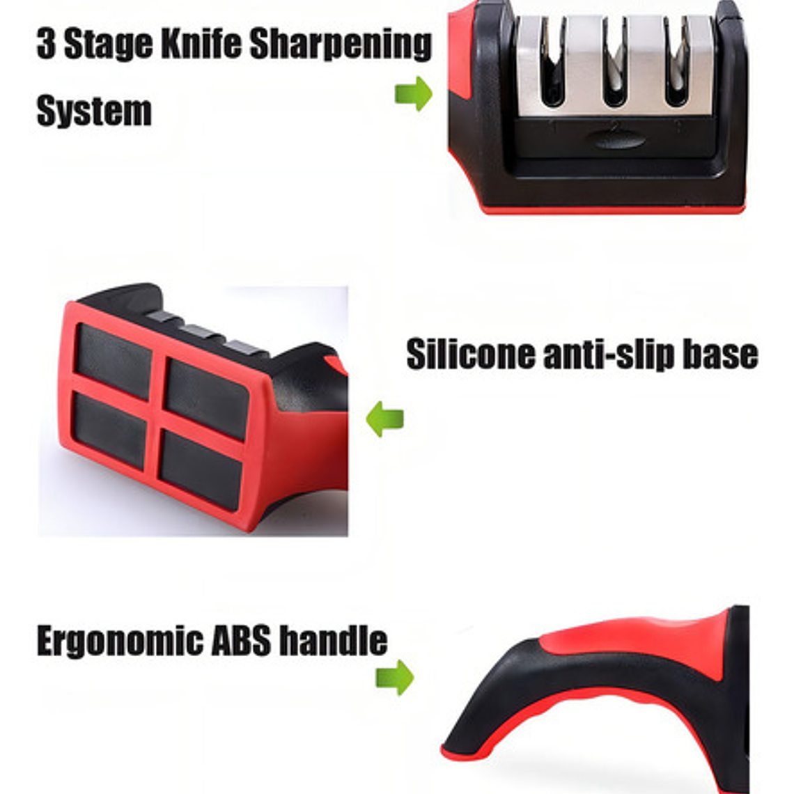 Afilador De Cuchillos Tijeras De 3 Filos De Acero Inoxidable 12