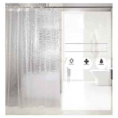Cortina De Baño Impermeable Transparente 3d Smart Business 1.8x1.8m Con Argollas