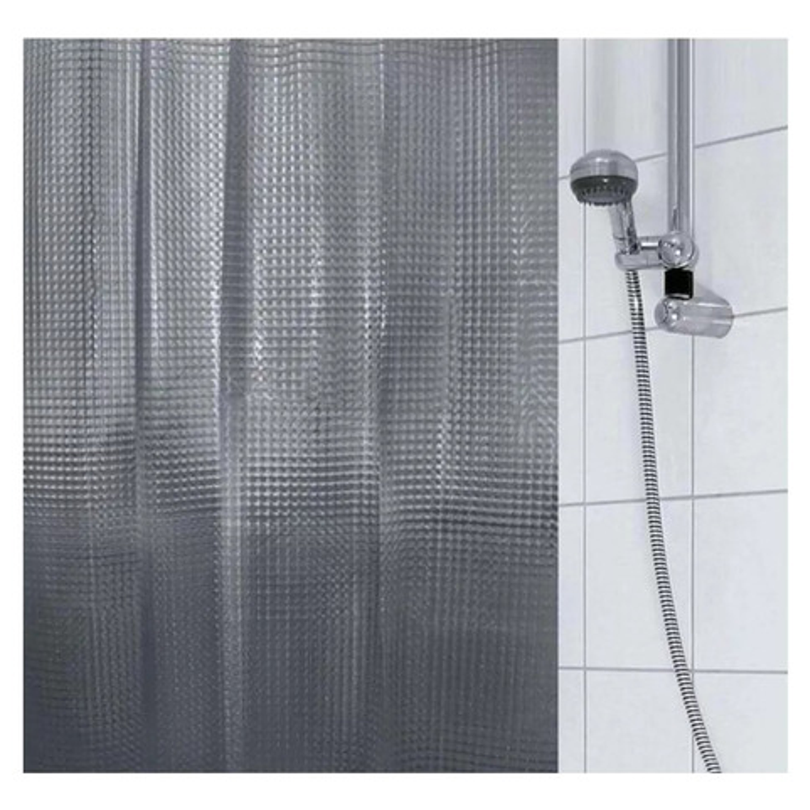 Cortina Baño Ducha Poliester 180x180 Transparente Negro 2