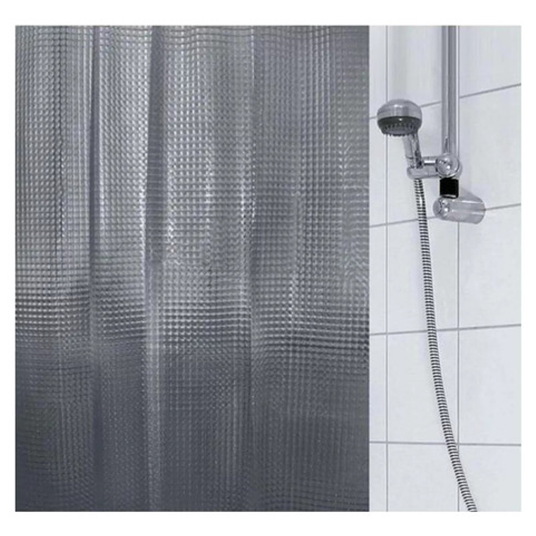 Cortina Baño Ducha Poliester 180x180 Transparente Negro 2