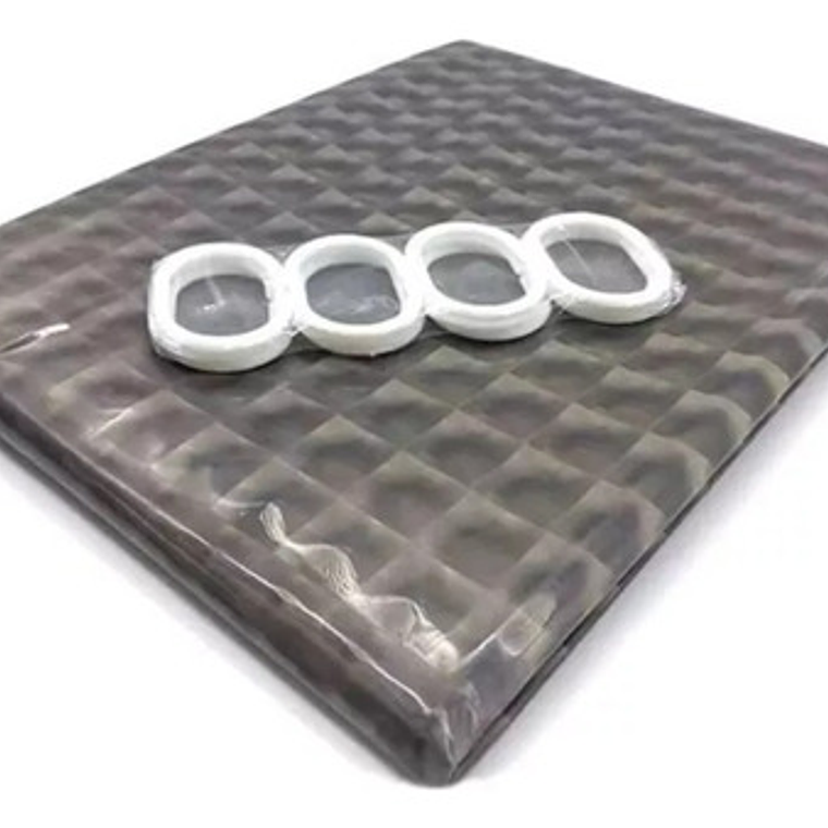 Cortina Baño Ducha Poliester 180x180 Transparente Negro 3