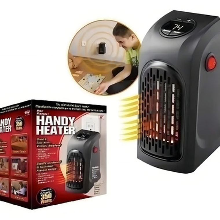 Calefactor Cerámico Handy Heater 400w Eléctrico Pared Negro Termostato 5