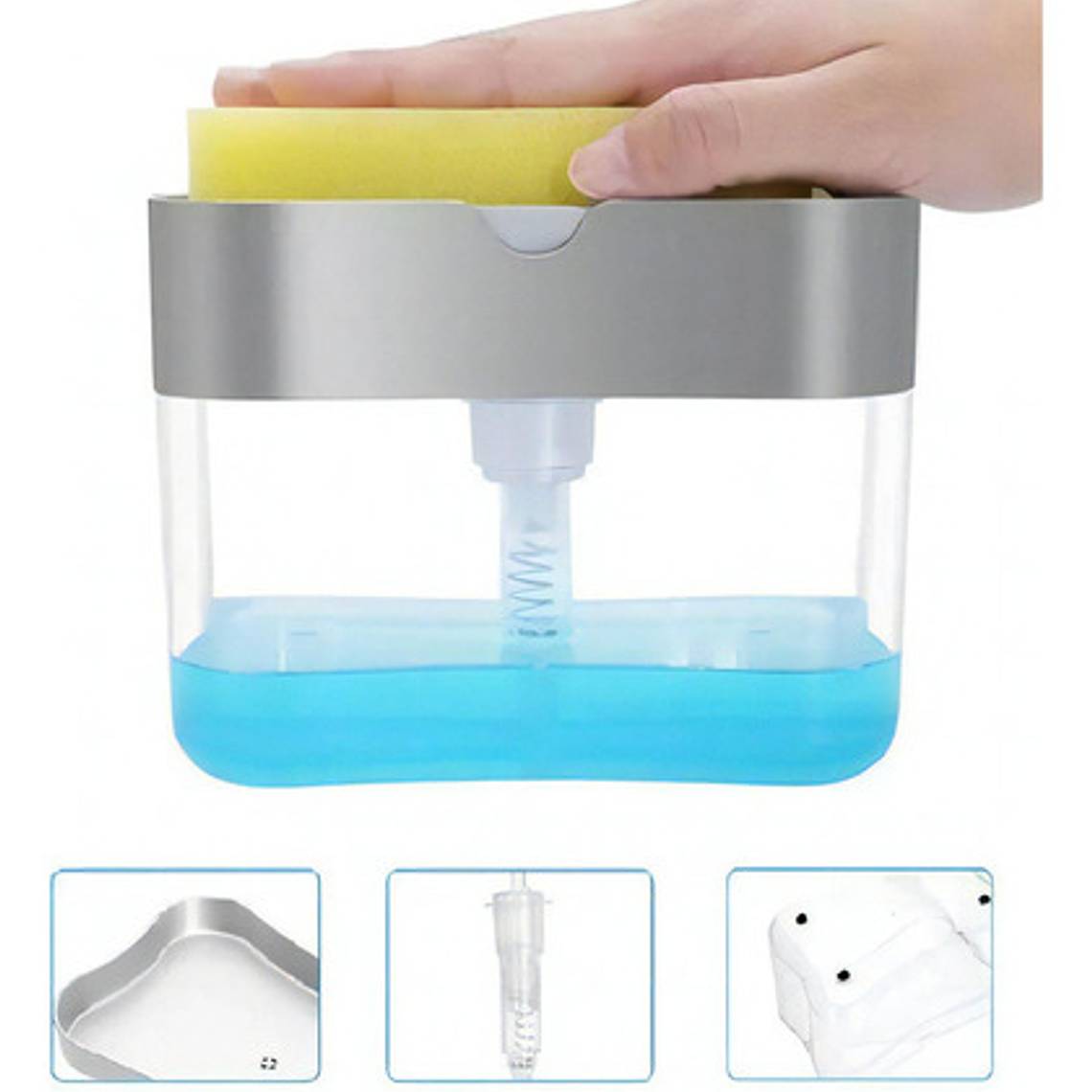 Dispensador Manual Jabón Líquido Cocina Importadora Waos Color Gris 300 Ml 1