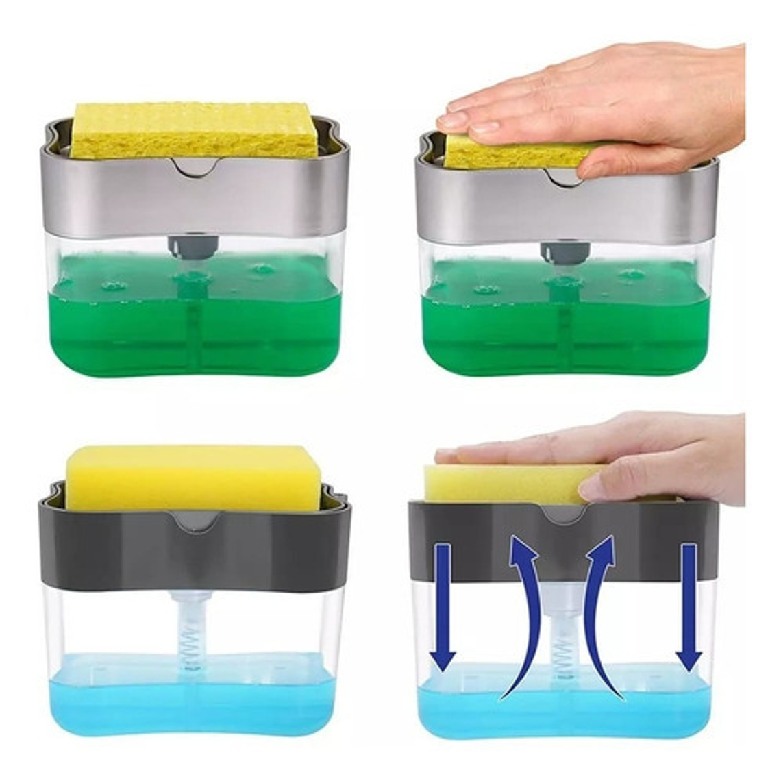 Dispensador Manual Jabón Líquido Cocina Importadora Waos Color Gris 300 Ml 6