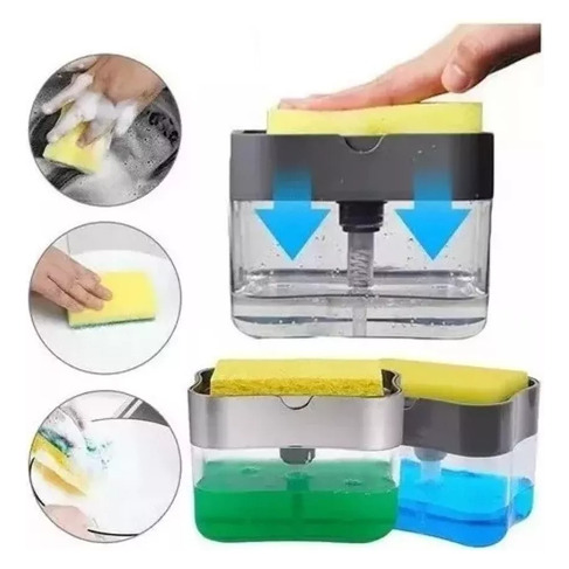 Dispensador Manual Jabón Líquido Cocina Importadora Waos Color Gris 300 Ml 10