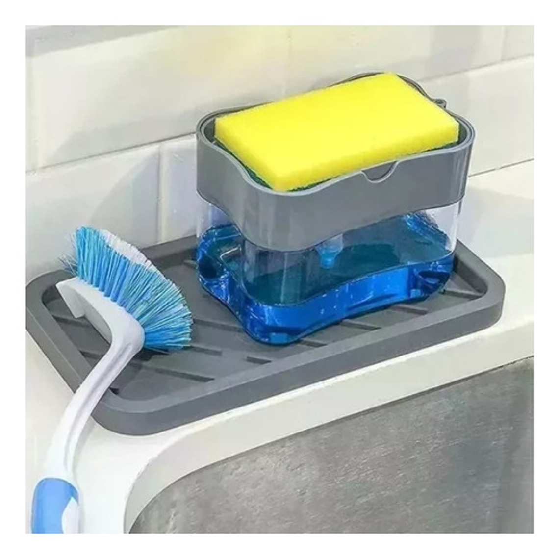 Dispensador Manual Jabón Líquido Cocina Importadora Waos Color Gris 300 Ml 12