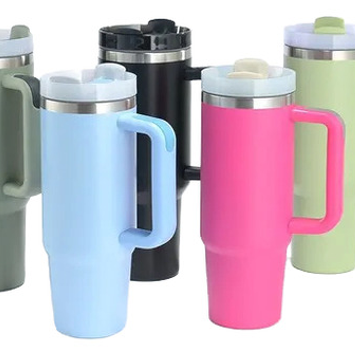 Vaso Tipo Stanley Quencher 40oz Verde, Morado, Blanco, Negro 1