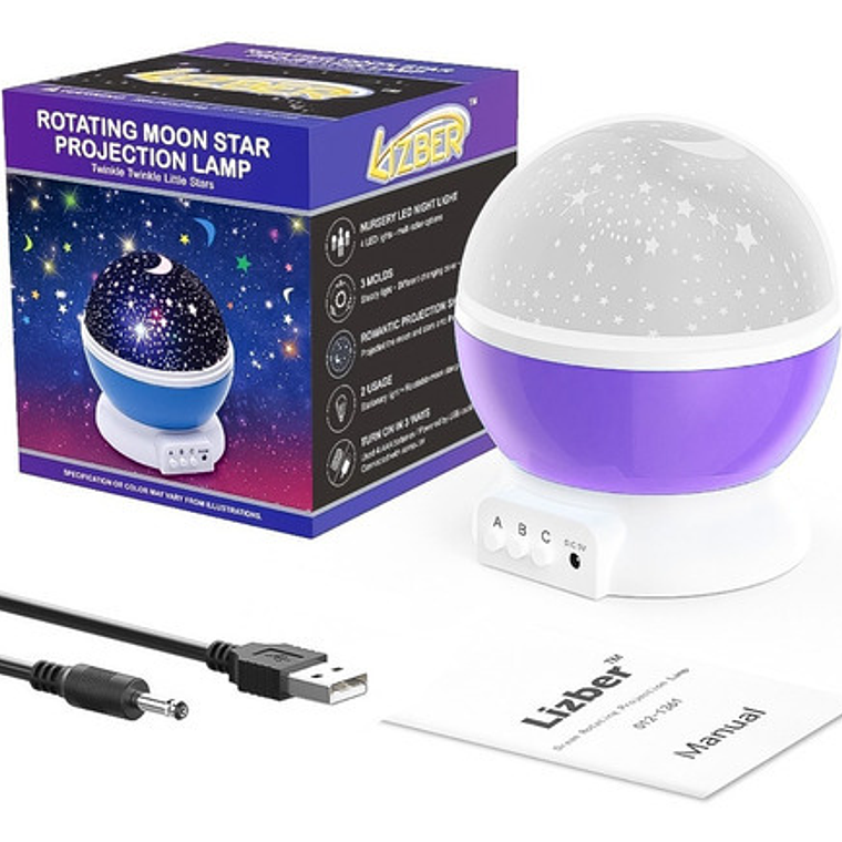 Luz Proyectora De Estrells Recargable Star Master Cuco Color Morado 2