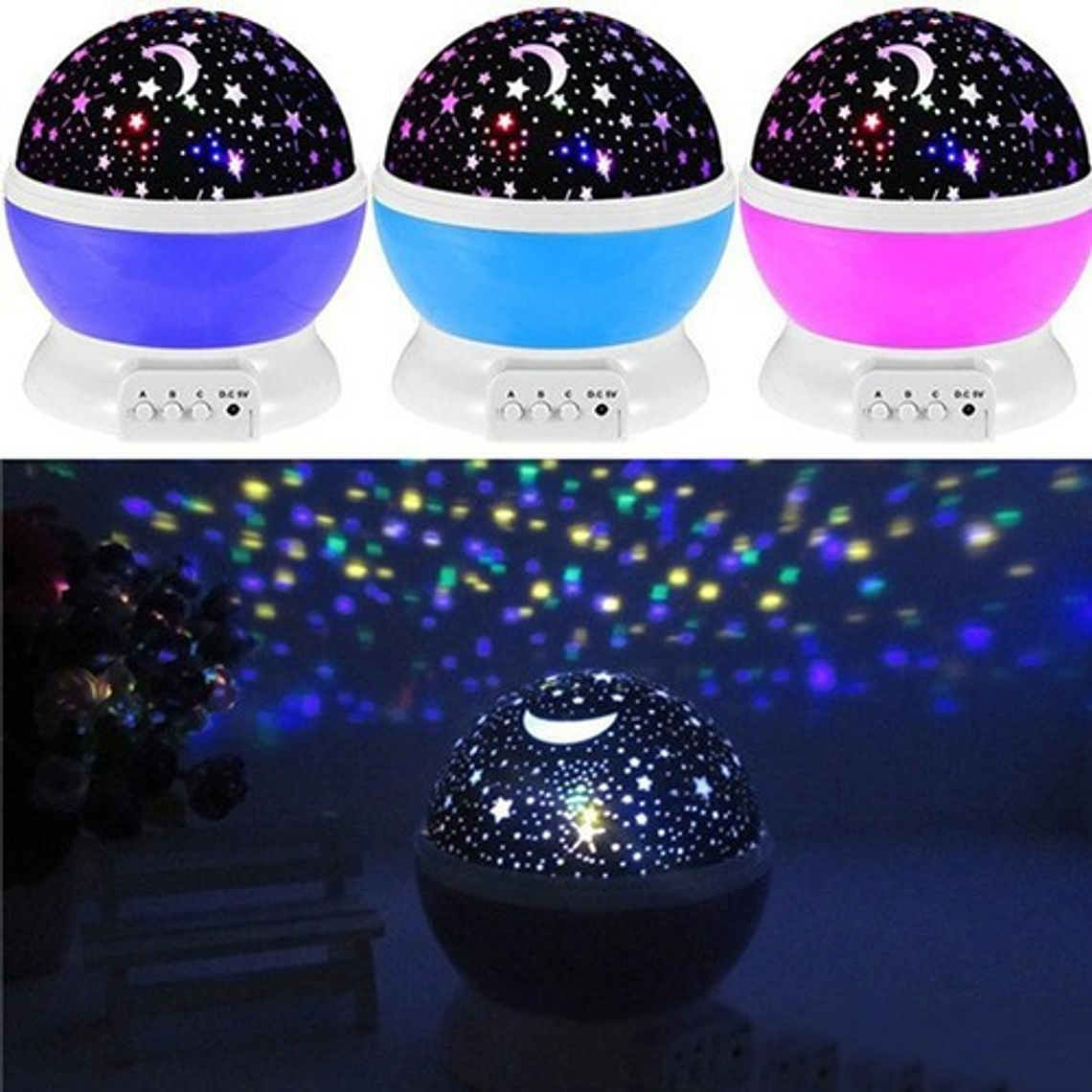 Luz Proyectora De Estrells Recargable Star Master Cuco Color Morado 3